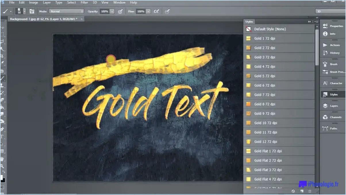 Quelle est la couleur de l'or dans Photoshop?