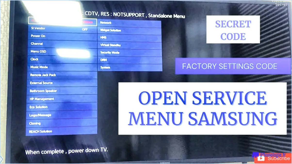 Comment accéder au menu de service de samsung tv sans télécommande?