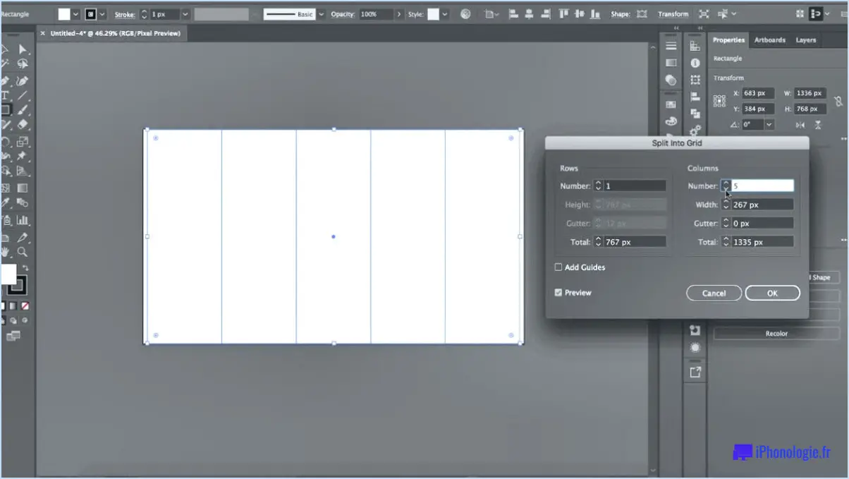 Comment faire des lignes de grille dans illustrator?