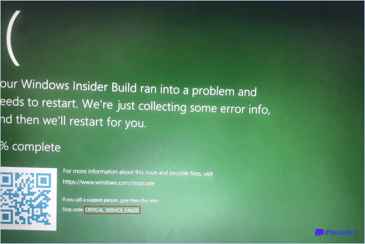 Comment réparer l'erreur d'écran bleu critical service failed windows 10