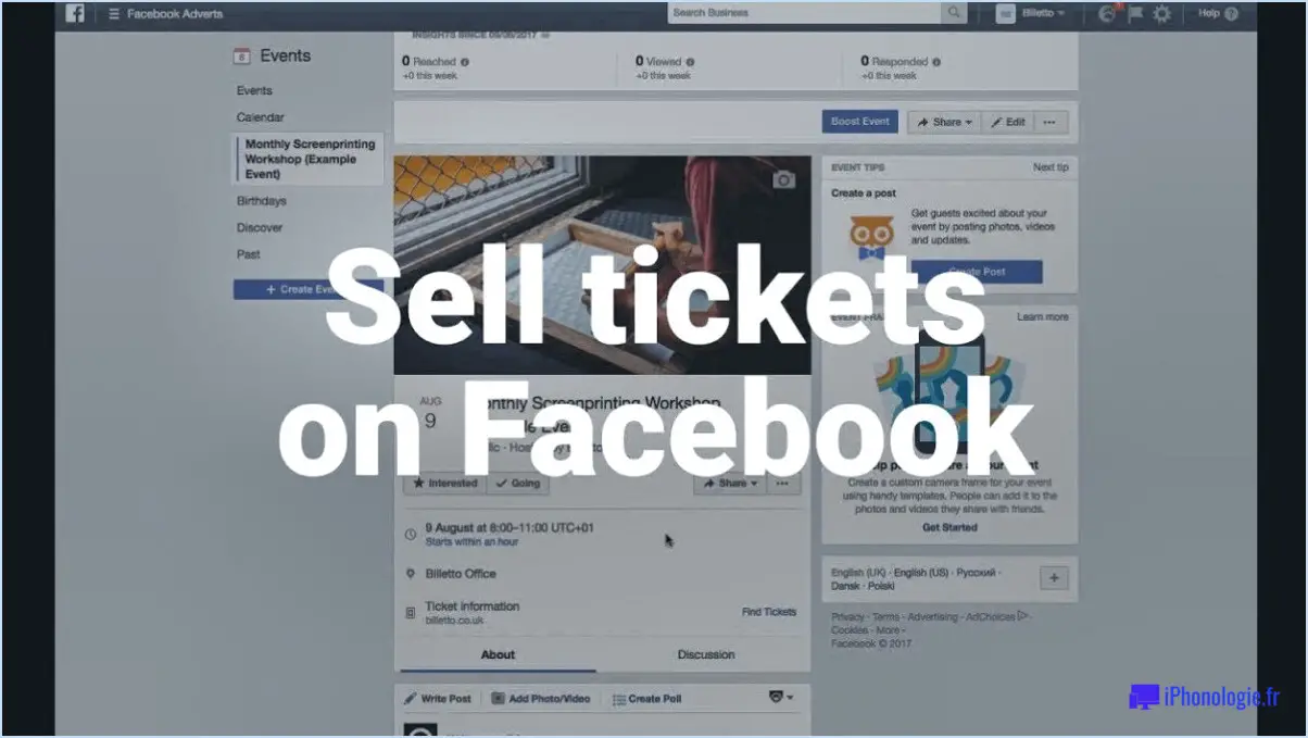 Comment vendre des billets sur facebook?