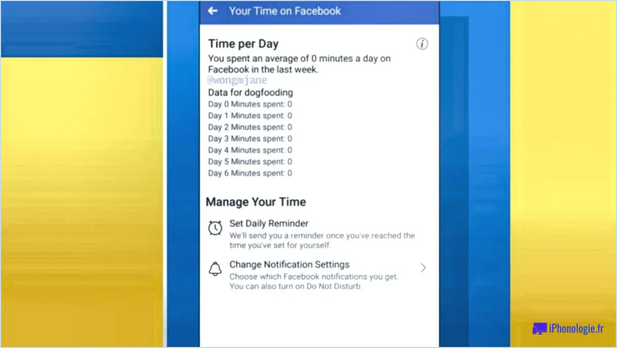 Facebook : Comment définir un rappel d'utilisation quotidienne de Facebook?