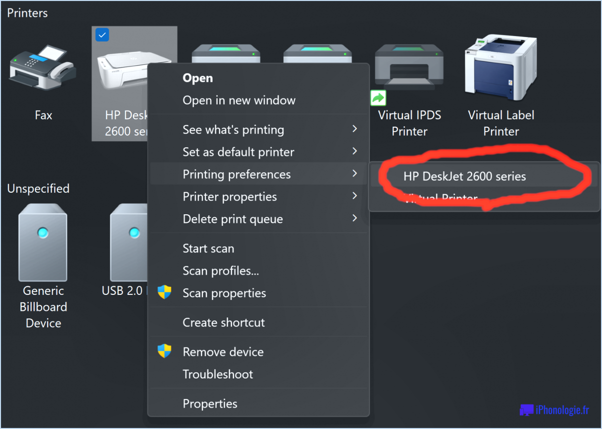Où sont stockées les imprimantes dans la base de registre de windows 10?