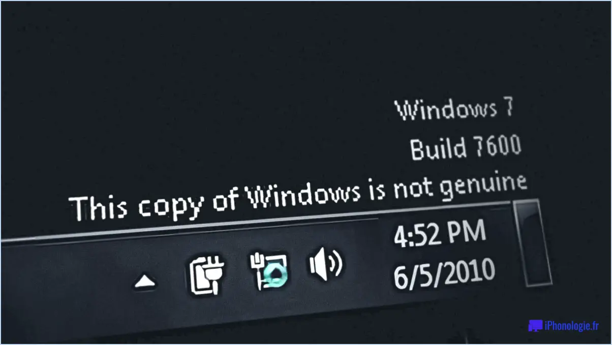 Que signifie le fait que votre ordinateur vous dise que cette copie de Windows n'est pas authentique?