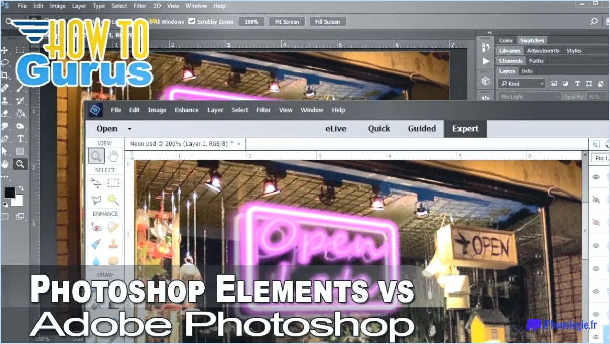 Quelle est la différence entre photoshop elements et photoshop cc?