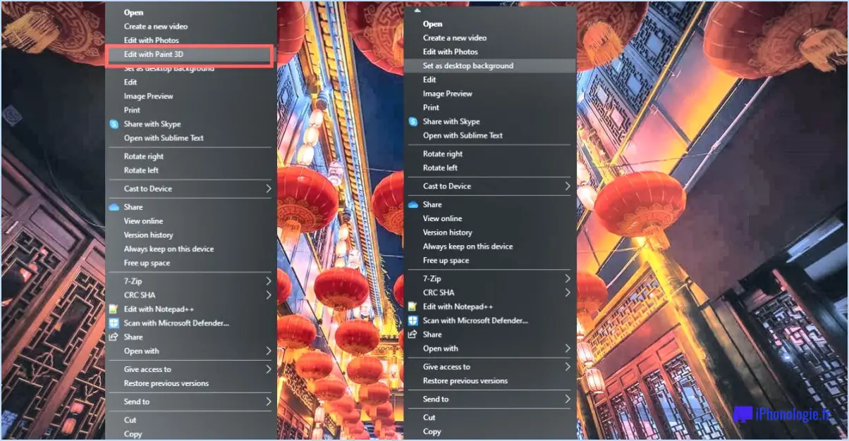 Supprimer l'option modifier avec paint 3d du menu contextuel dans windows 10?