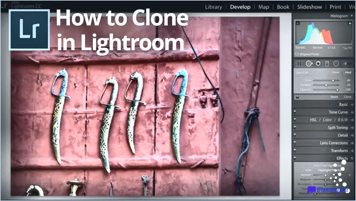 Y a-t-il un outil de clonage dans Lightroom?