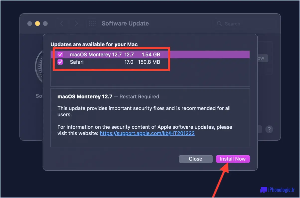 Installez les mises à jour de macOS Monterey sans installer macOS Sonoma