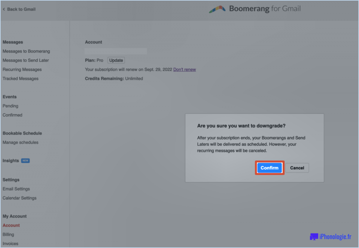 Comment annuler Boomerang pour Gmail?