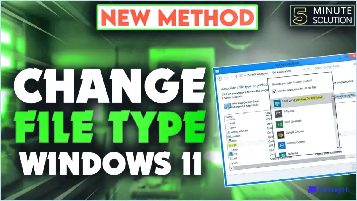 Comment changer le type de fichier dans windows 11?