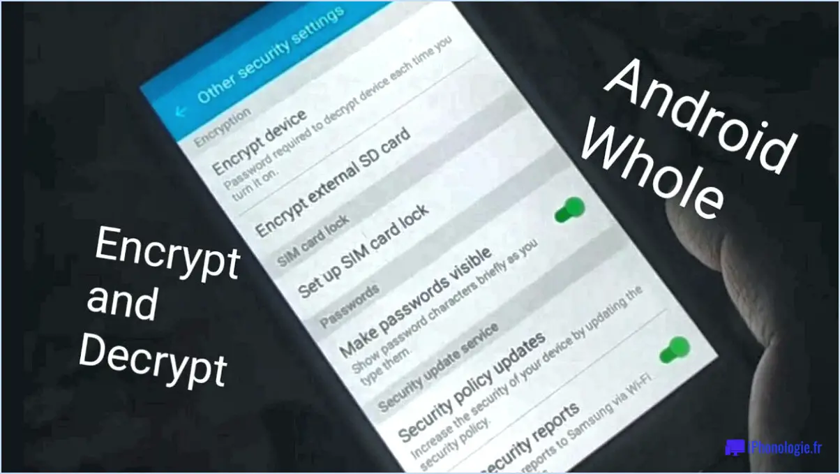 Comment supprimer le mot de passe de cryptage android?