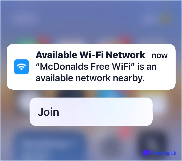 Notification du réseau Wi-Fi disponible sur iPhone
