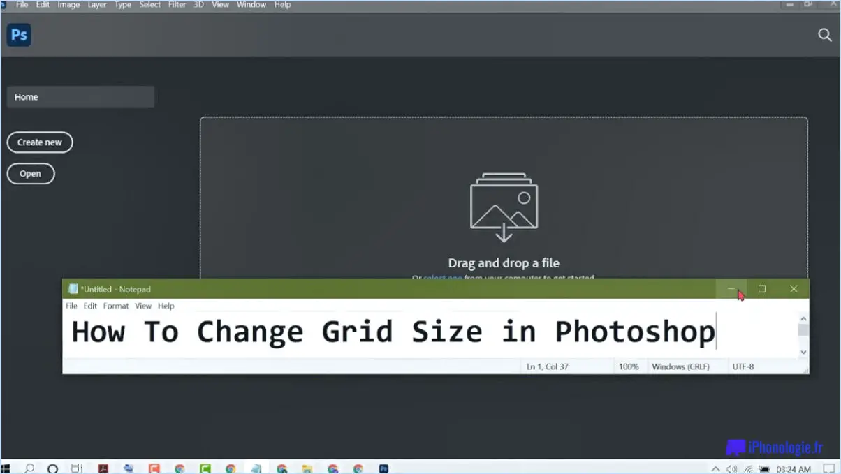 Comment changer la taille de la grille dans photoshop?