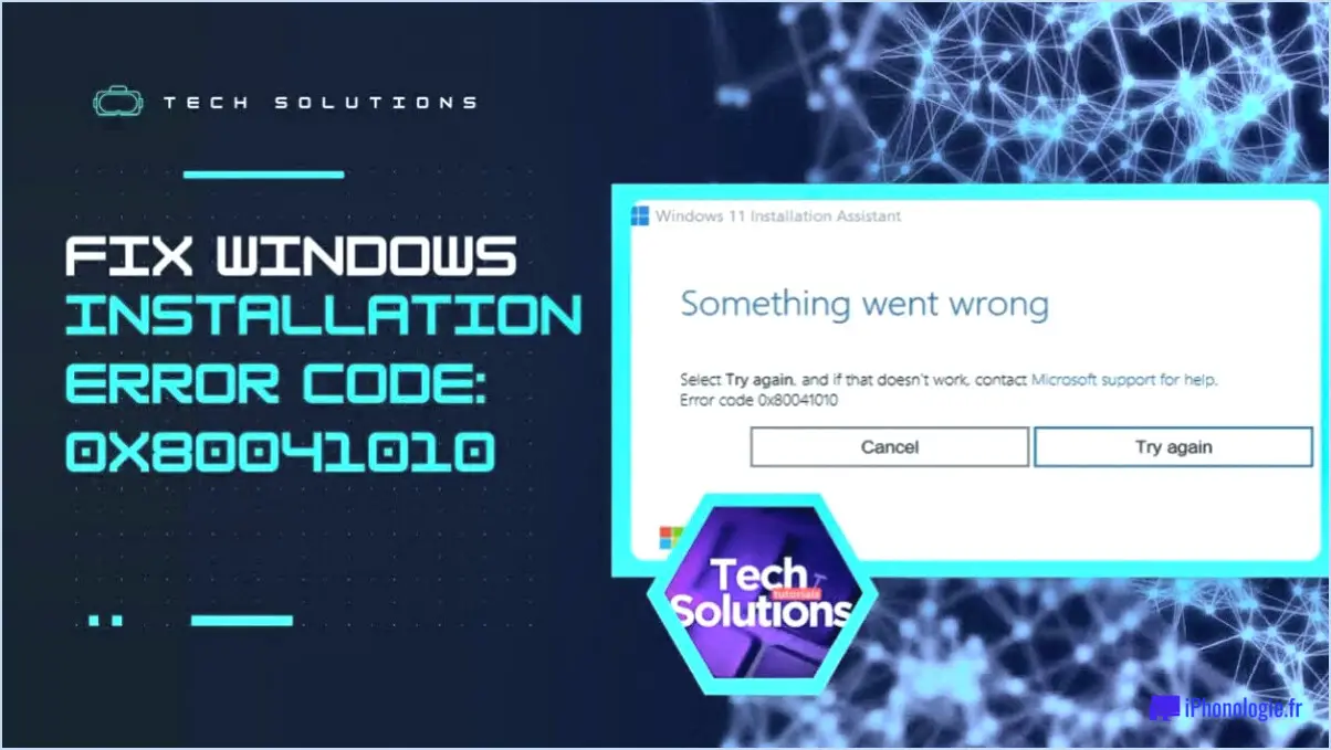 Comment réparer le code d'erreur d'installation de Windows 0x80041010?
