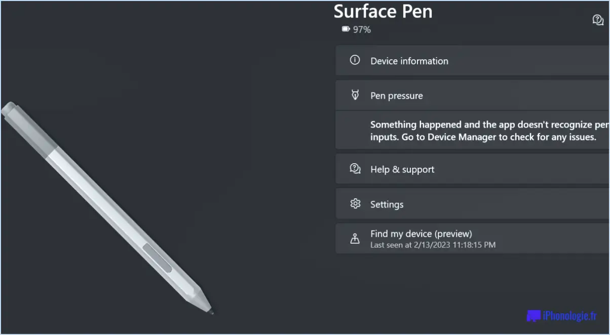 Pourquoi la gomme de mon stylo surface ne fonctionne-t-elle pas?