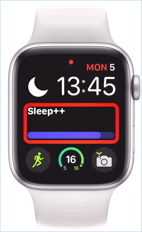 Complication Sleep ++ sur un visage Apple Watch
