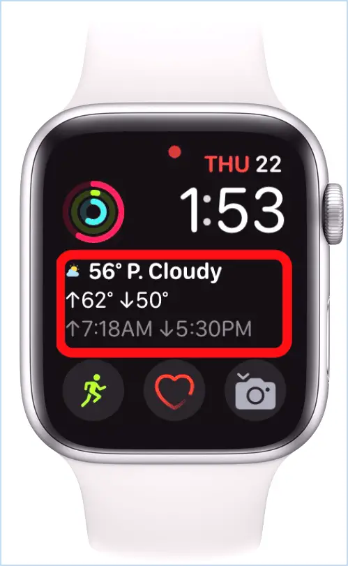 Prévu de complication de la barre sur un visage Apple Watch