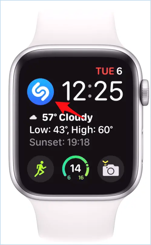 Complication de Shazam sur un visage Apple Watch