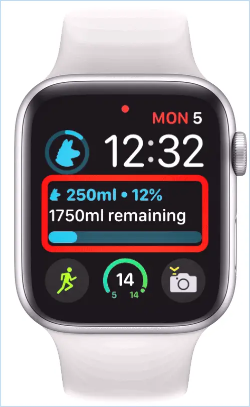 Waterllama Water Tracker sur un visage Apple Watch