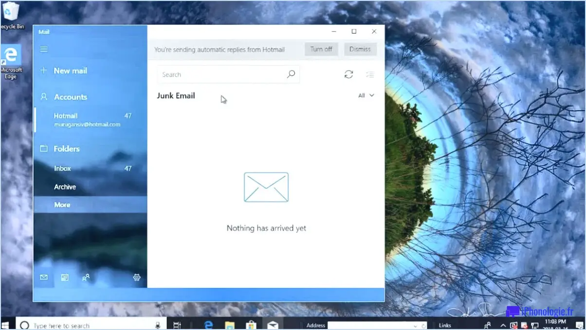 Comment ouvrir le dossier spam ou courrier indésirable dans l'application mail de windows 10?