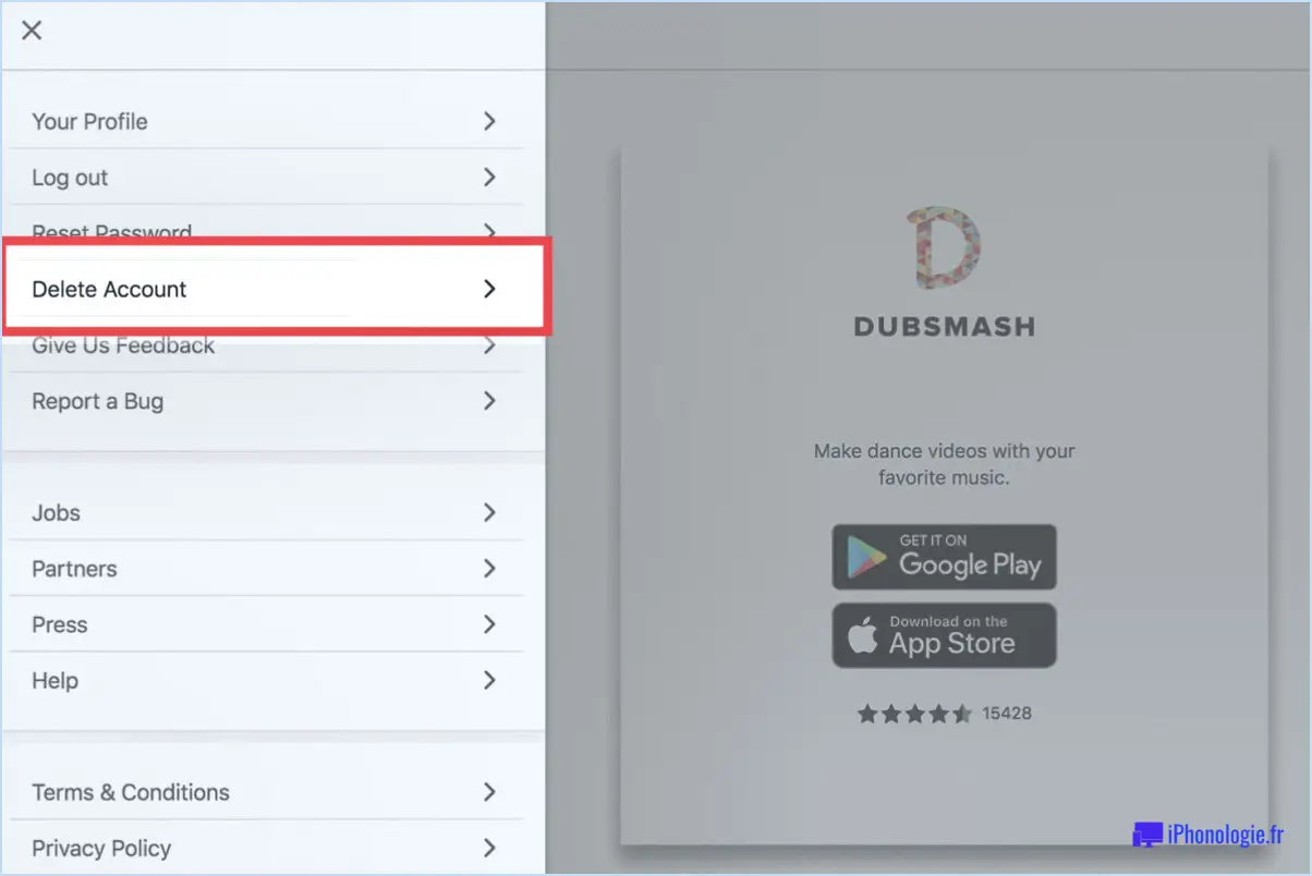 Comment supprimer le compte de dubsmash?