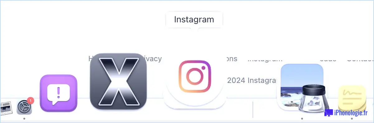 Instagram en tant qu'application dans le quai Mac