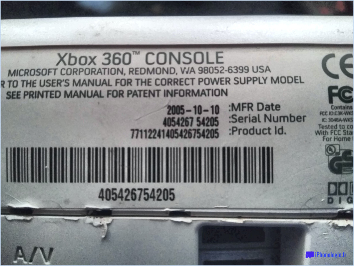 Quel est l'identifiant de la console Xbox 360?