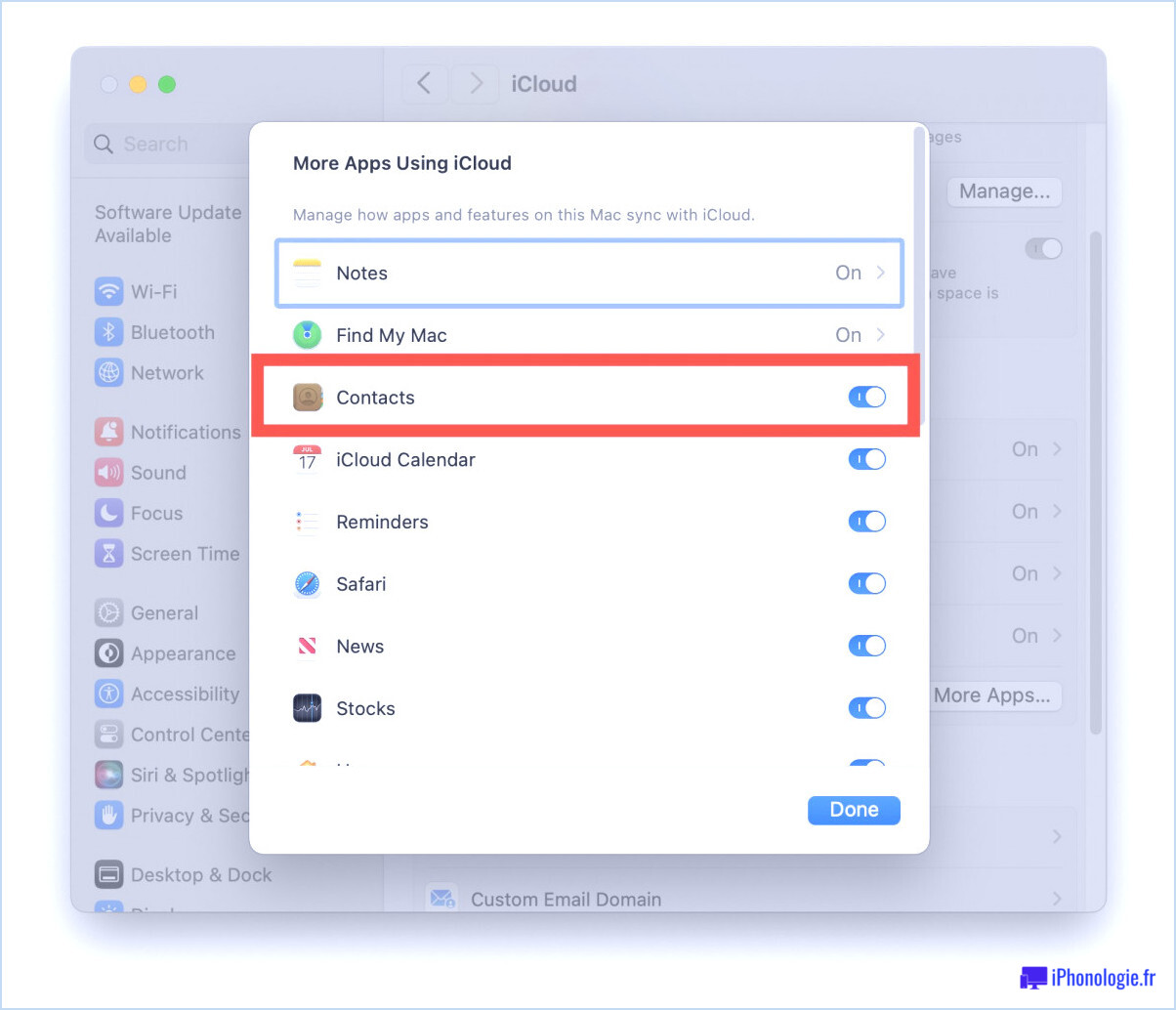 Assurez-vous que les contacts ont un accès iCloud sur Mac