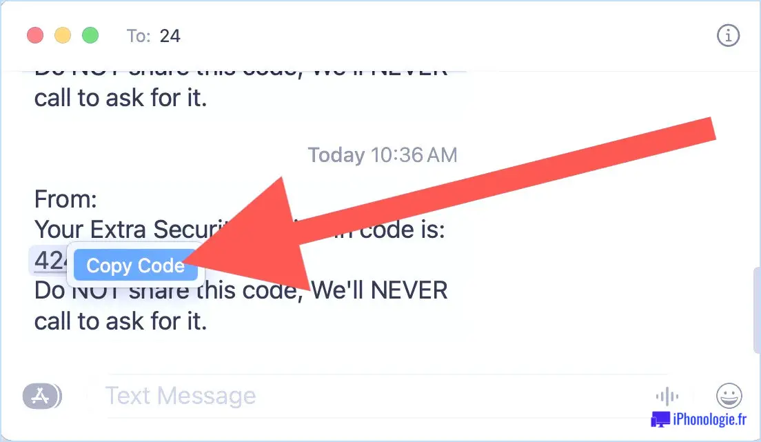 Copiez facilement le code de sécurité à partir des messages sur Mac