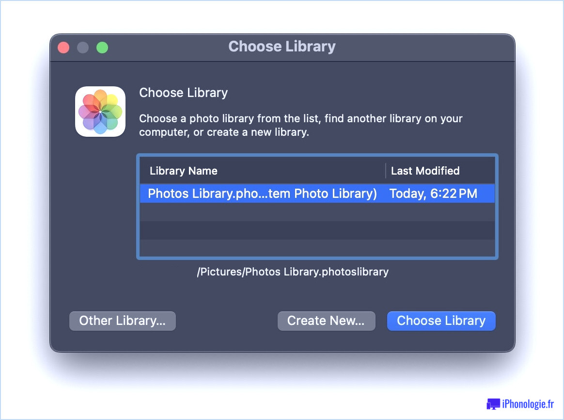Créer une nouvelle bibliothèque de photos sur le Mac