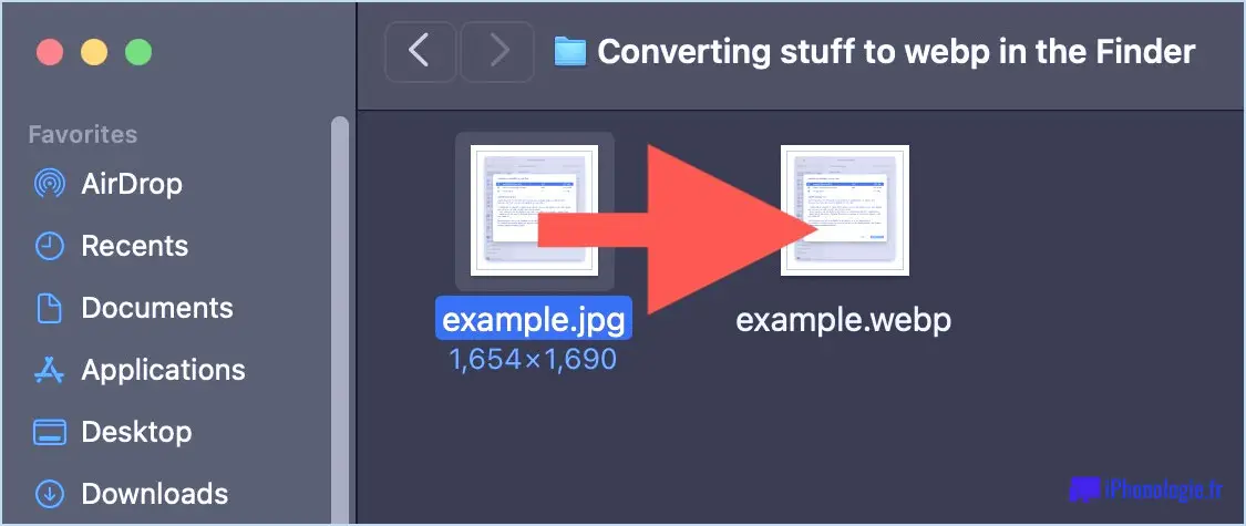 Batch Convert Images en WebP sur Mac à partir d'une action rapide de Finder