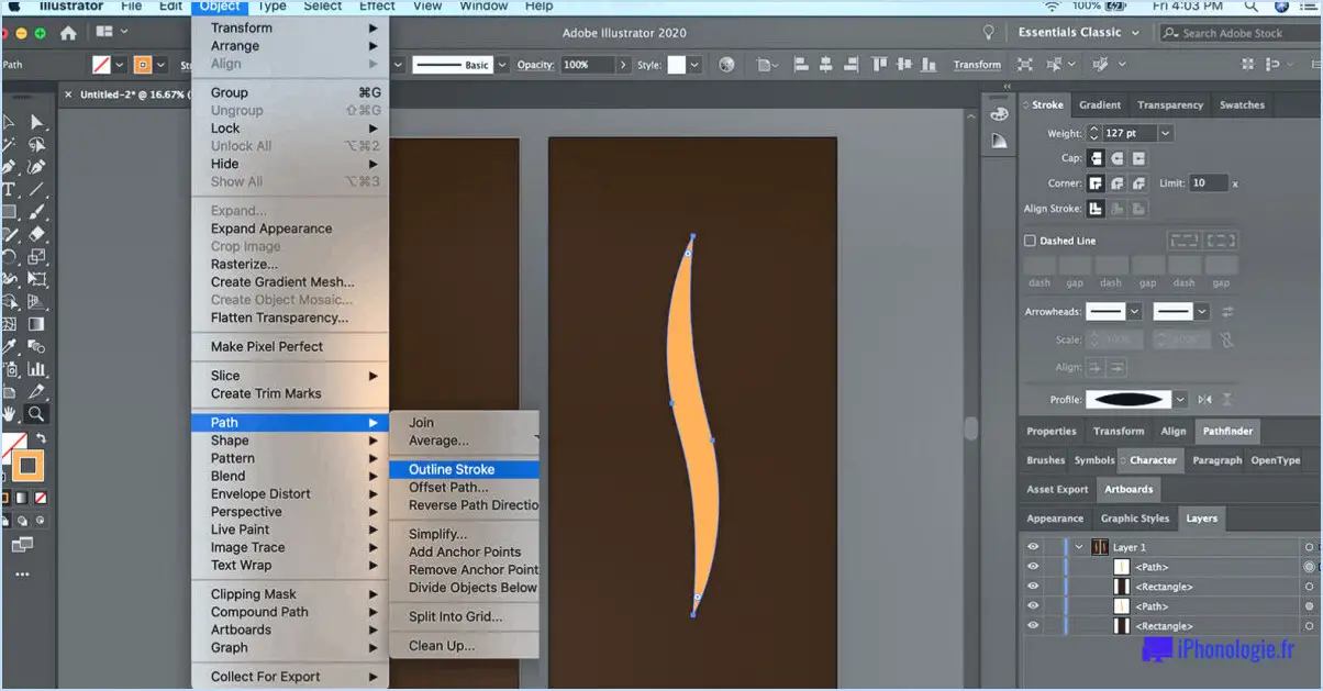 Comment convertir un contour en chemin dans illustrator?