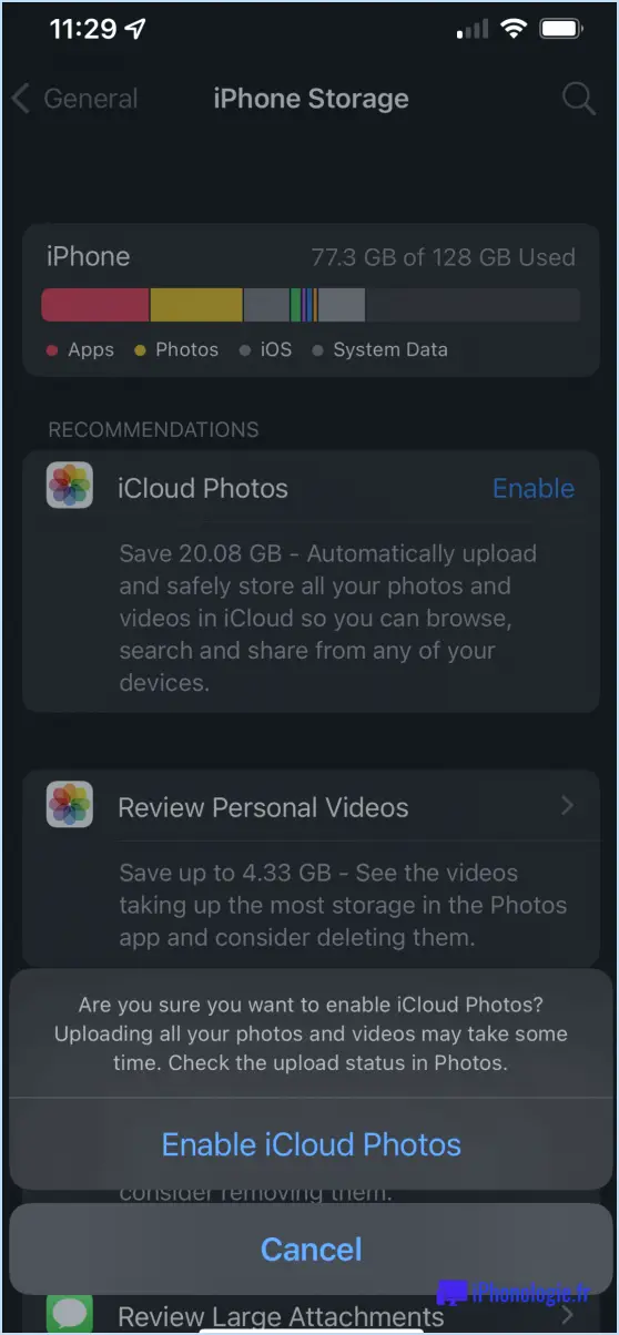 Comment enregistrer les photos sur icloud et les supprimer de l'iphone?