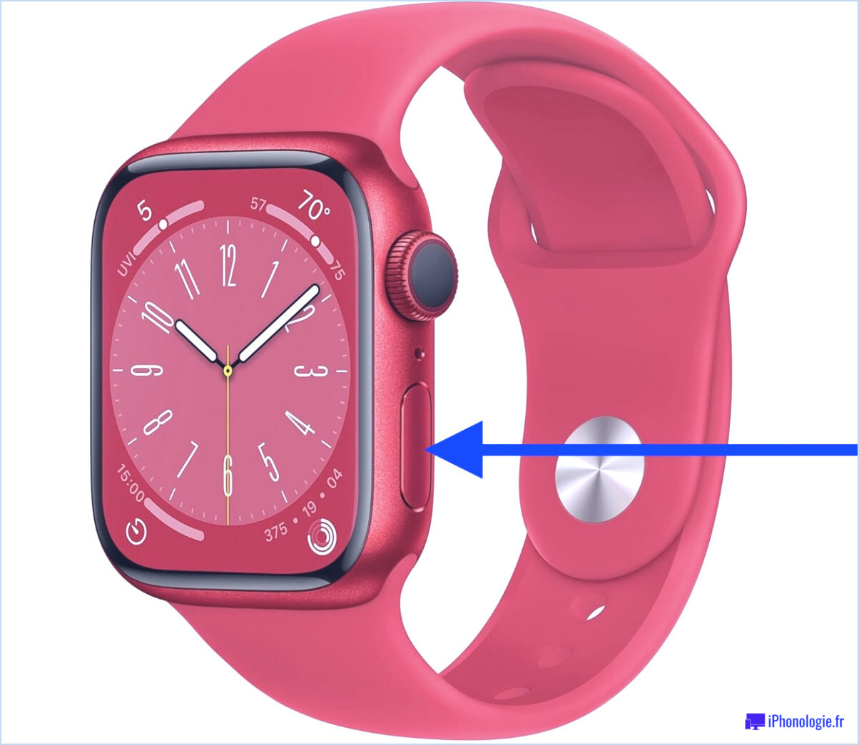 Appuyez sur le bouton latéral sur Apple Watch pour accéder au centre de contrôle
