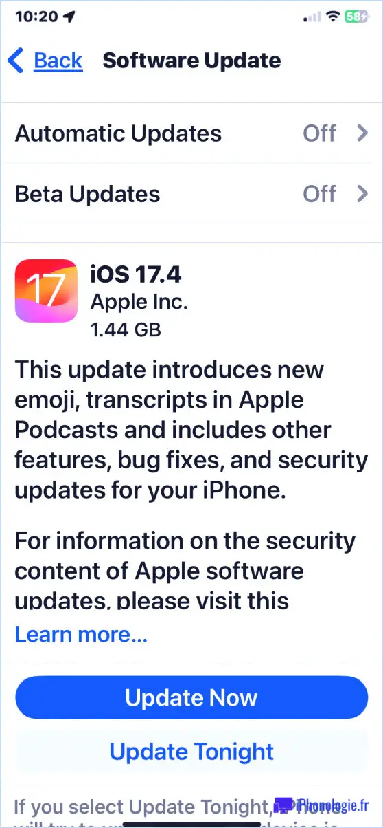 Mise à jour iOS 17.4