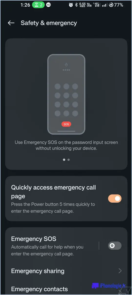 Android 10 : Comment ajouter des informations d'urgence visibles par les premiers intervenants?