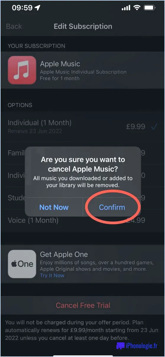Comment annuler la période d'essai d'apple music sur l'iphone?