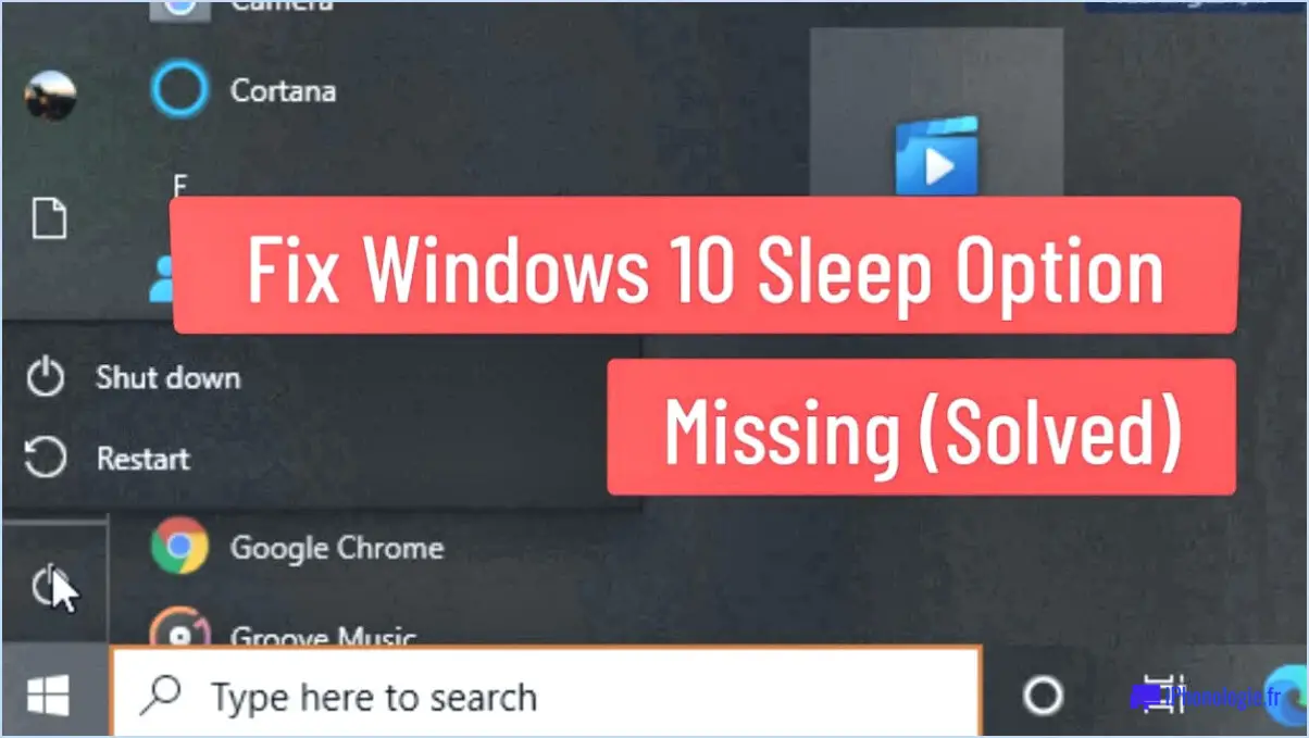 Comment restaurer l'option sommeil manquante dans windows 11 ou 10?