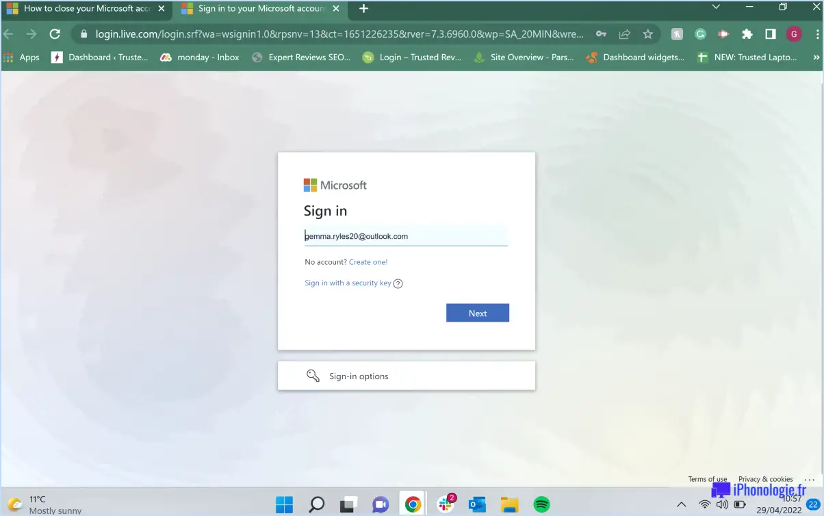 Comment se déconnecter de Microsoft Outlook 2022?