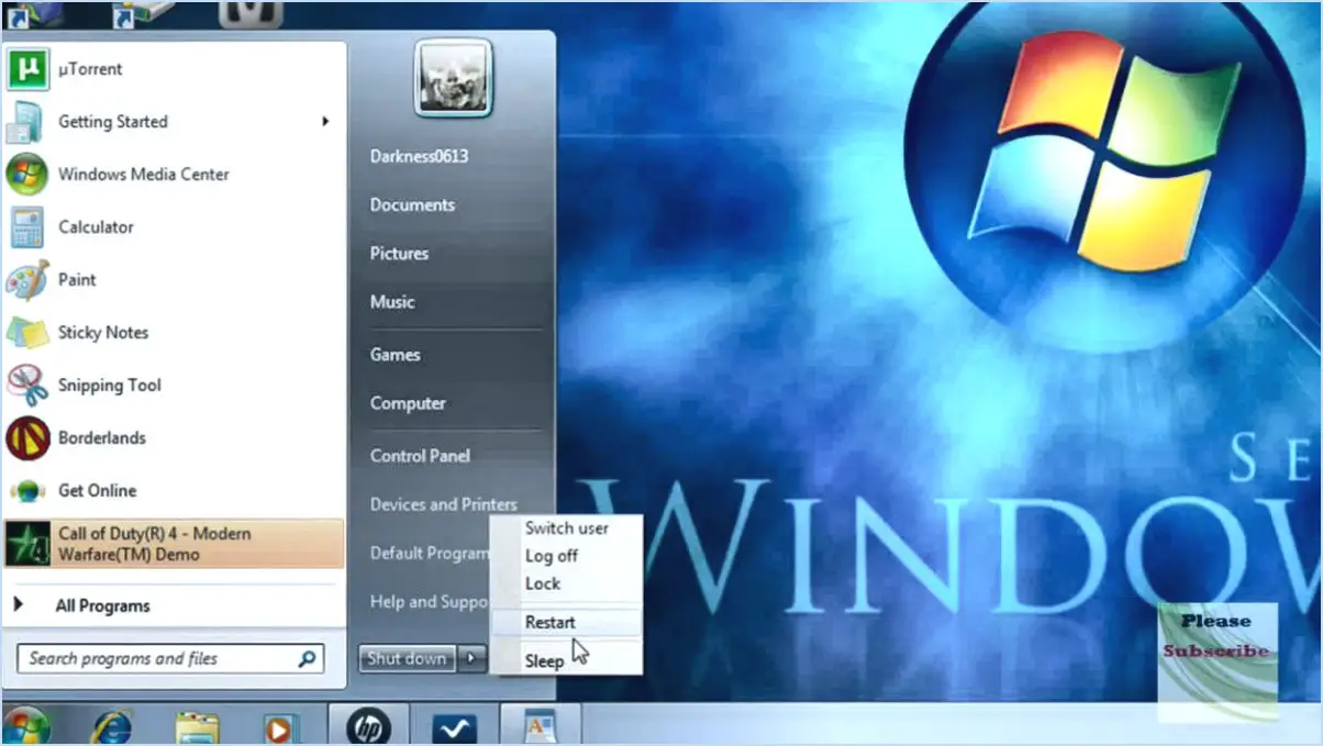 Comment activer l'option hibernation dans windows 7?