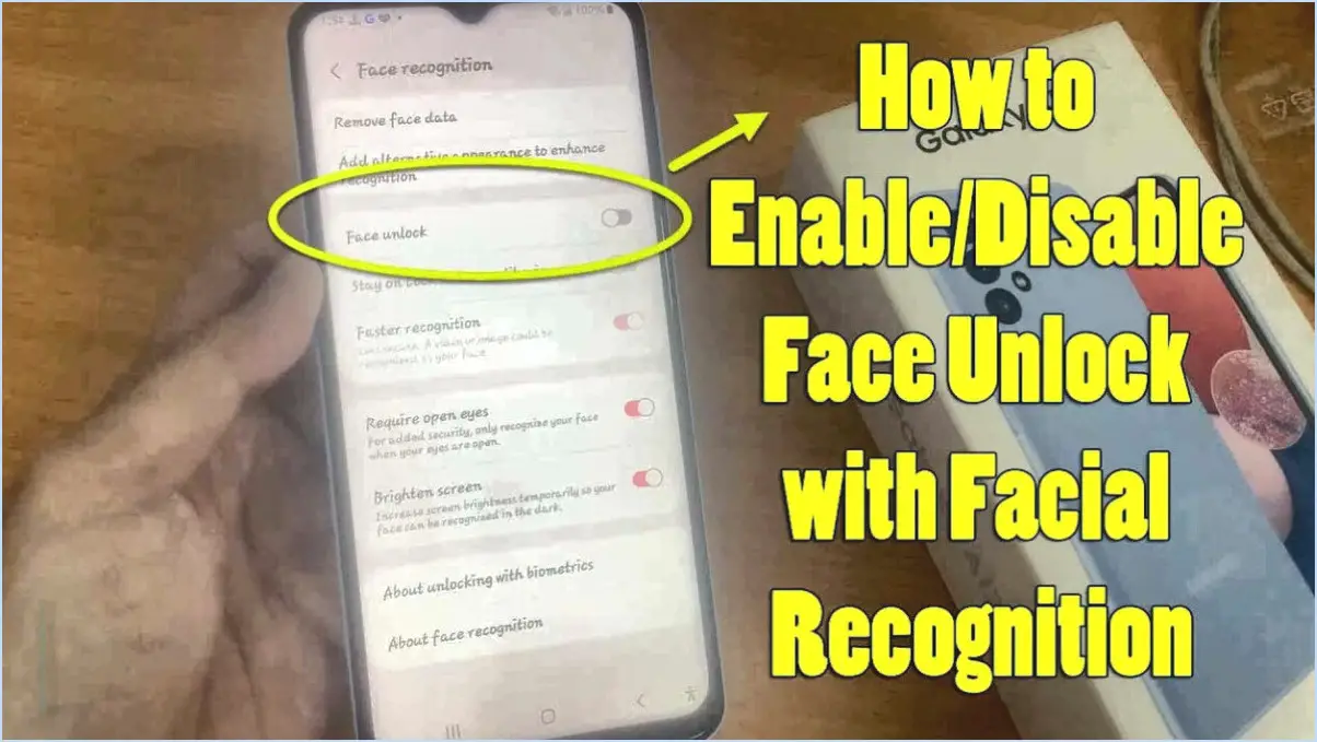 Comment désactiver la reconnaissance faciale sur android?