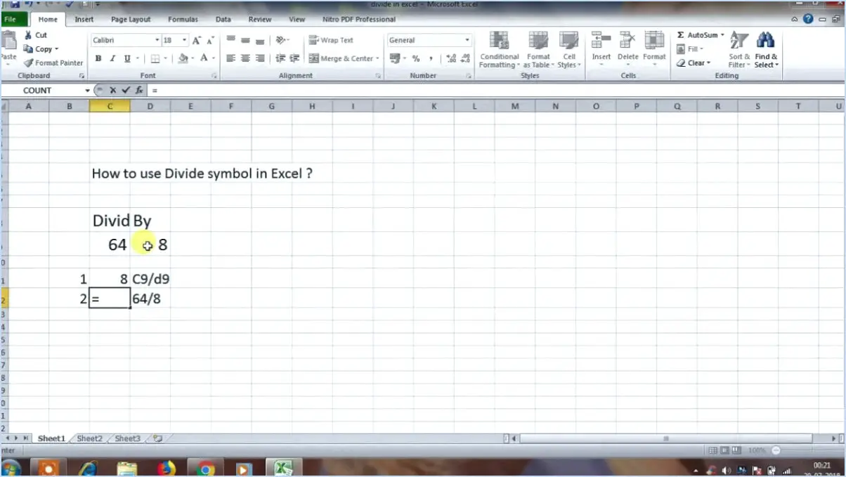 Comment diviser dans Excel?