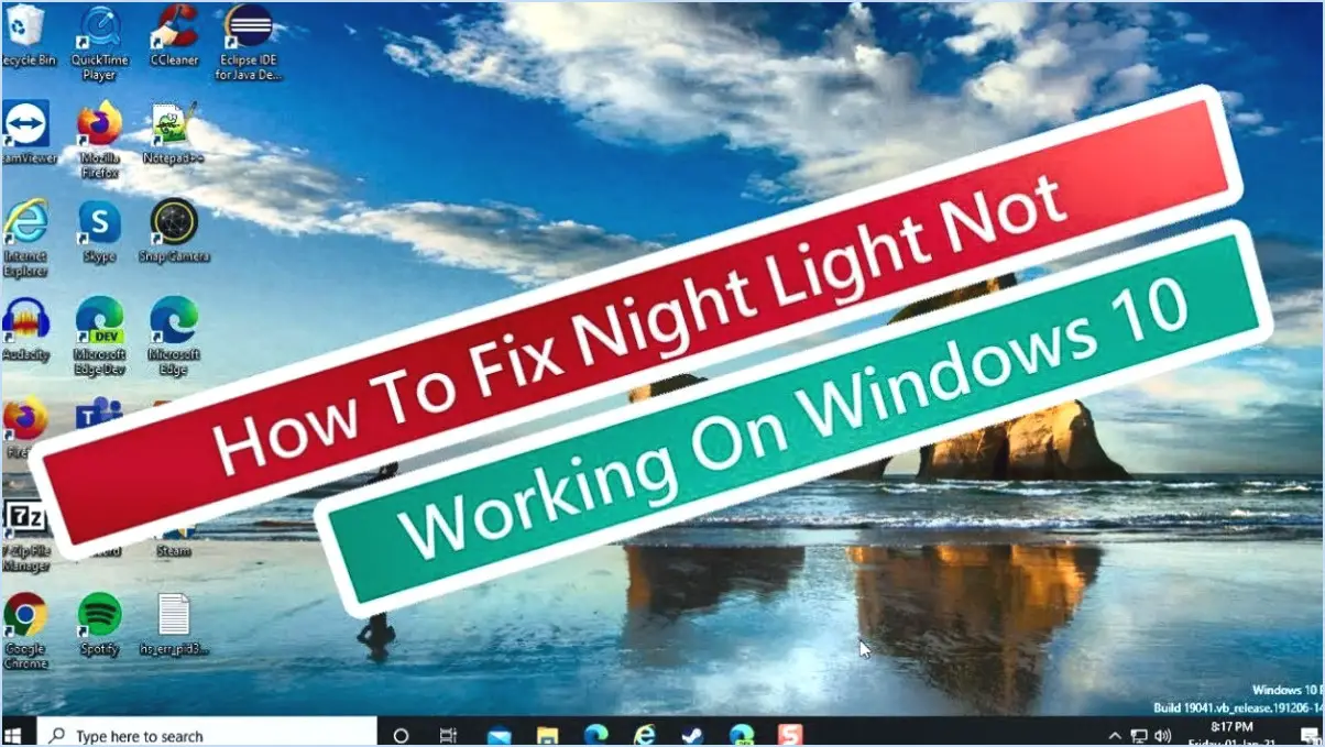 Comment faire pour que la veilleuse ne fonctionne pas sur windows 10 insider builds 18309 et 18305?