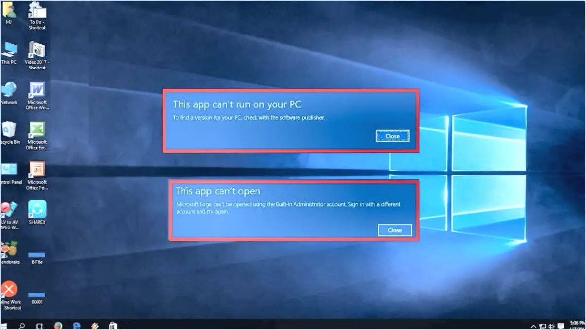 Comment faire pour que l'application ne fonctionne pas sur ce pc sous Windows 10?