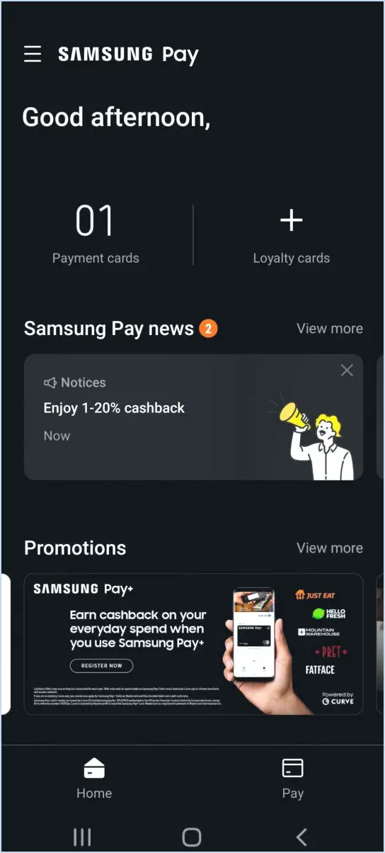 Comment modifier mon compte Samsung pay?
