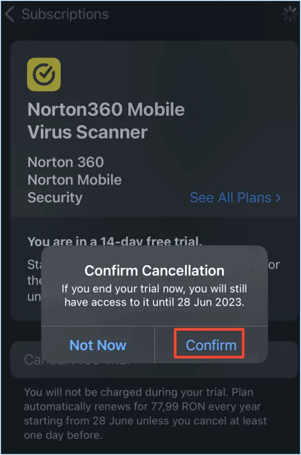 Comment puis-je annuler mon compte Norton?