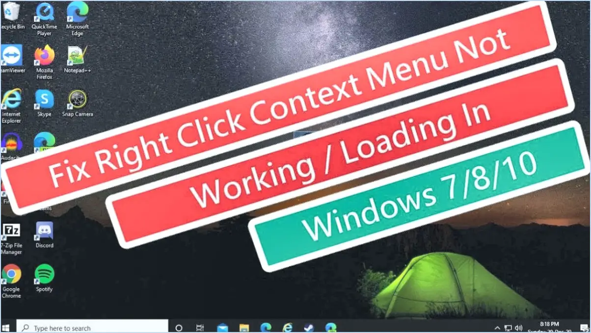 Comment réparer le menu contextuel qui ne fonctionne pas sous Windows 10?