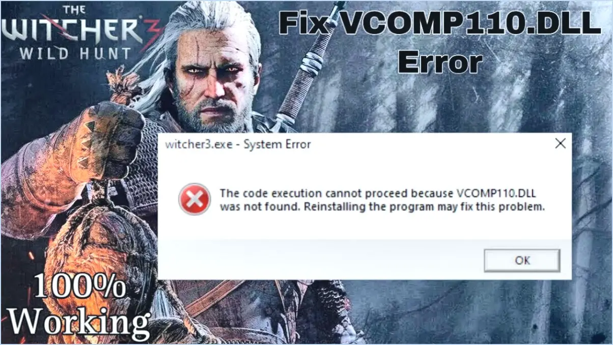 Comment réparer vcomp110 dll manquant windows 10 étapes?