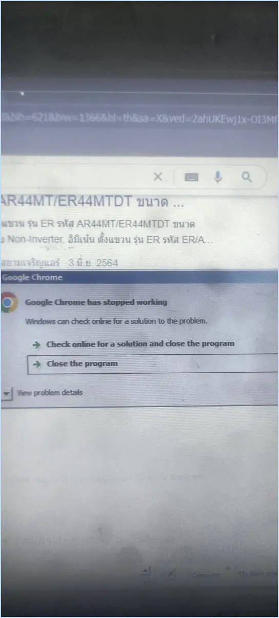 Comment résoudre le problème de google chrome qui s'est arrêté ou ne répond pas sous windows 11?