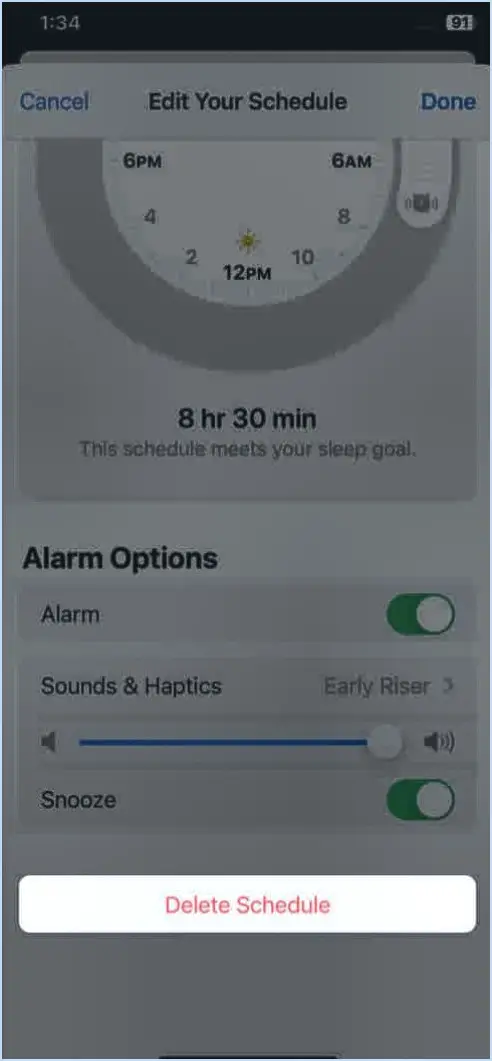 Comment supprimer l'alarme du coucher sur iPhone?
